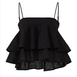 A.L.C. Black Eyelet Tiered Ruffle Camisole